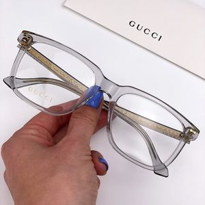 GUCCI LOGO GG0737O 016 Eyeglasses Clear Gray Rectangle Men